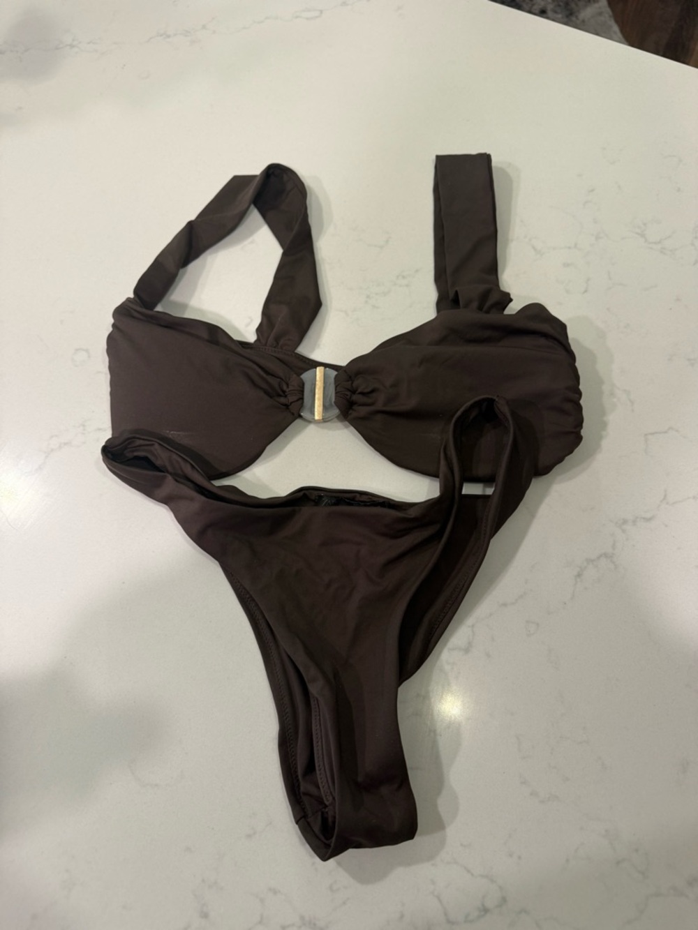 Zara Dark Brown Two-Piece Bikini Set